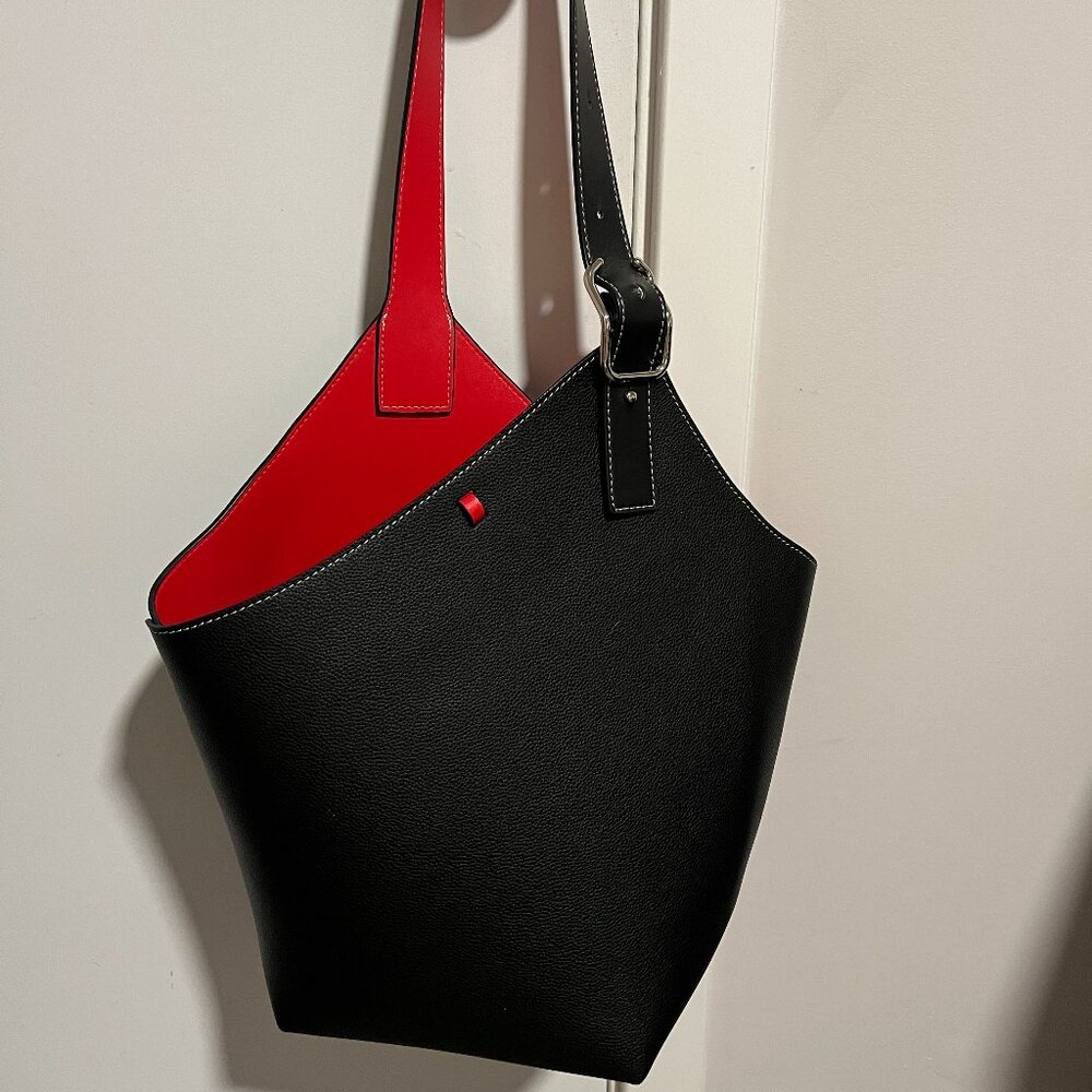 Cholet Two-Tone Medium Tote - Black-Red Leather